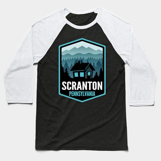 Scranton Pennsylvania Mountain Town Cabin Baseball T-Shirt by HalpinDesign